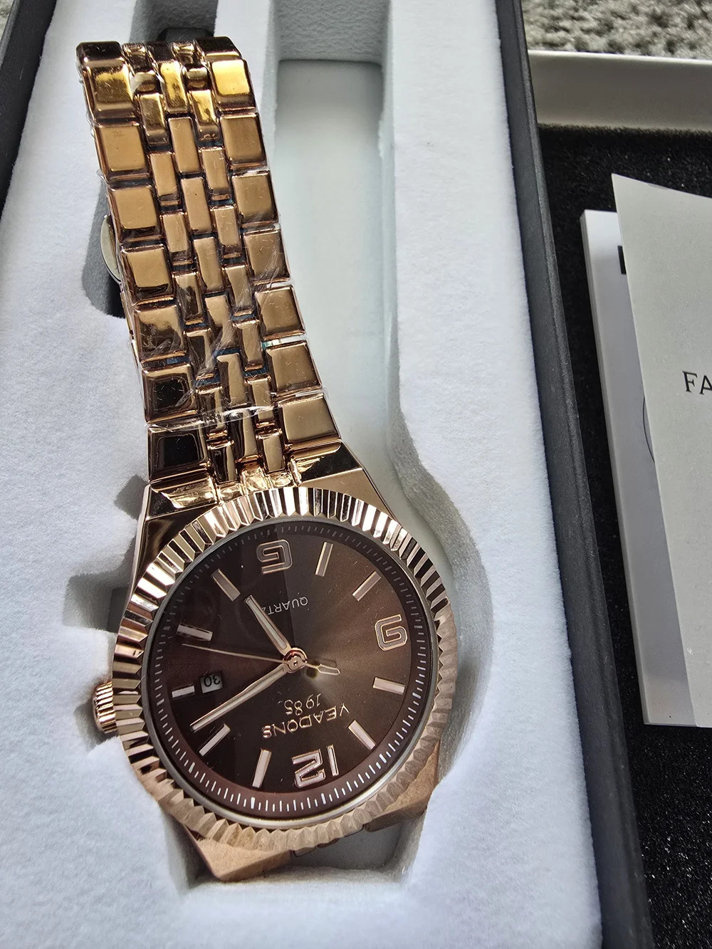 Men's Rose Authomatic Gold Bracelet Watch - Brown Dial